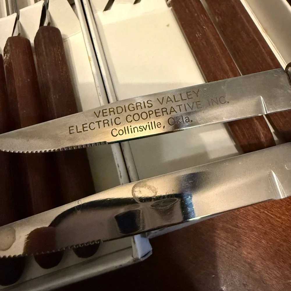 Vintage Verdigris Valley Steak Knives Set of 8 Stainless Hollow Japan
